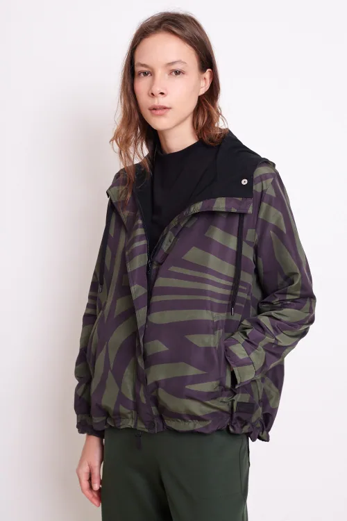 Jaqueta Nylon Xadrez Alongada Estampa Cruzamentos — FIT