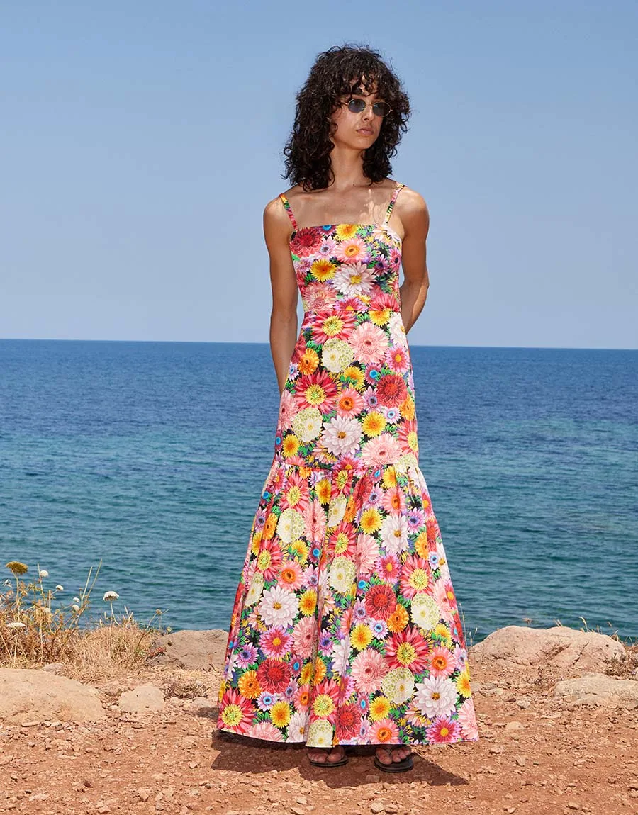 Cordiela Cotton Midi Dress - Over The Rainbow Pink — Borgo de Nor