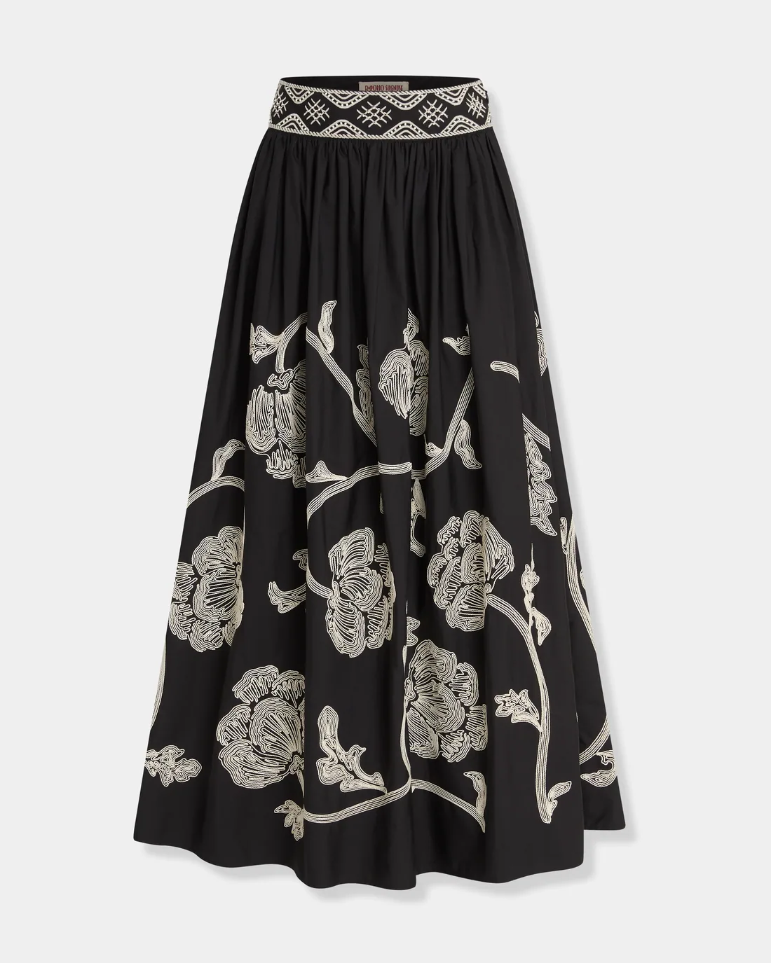 Ombretta Skirt with Peony Embroidery — Emporio Sirenuse