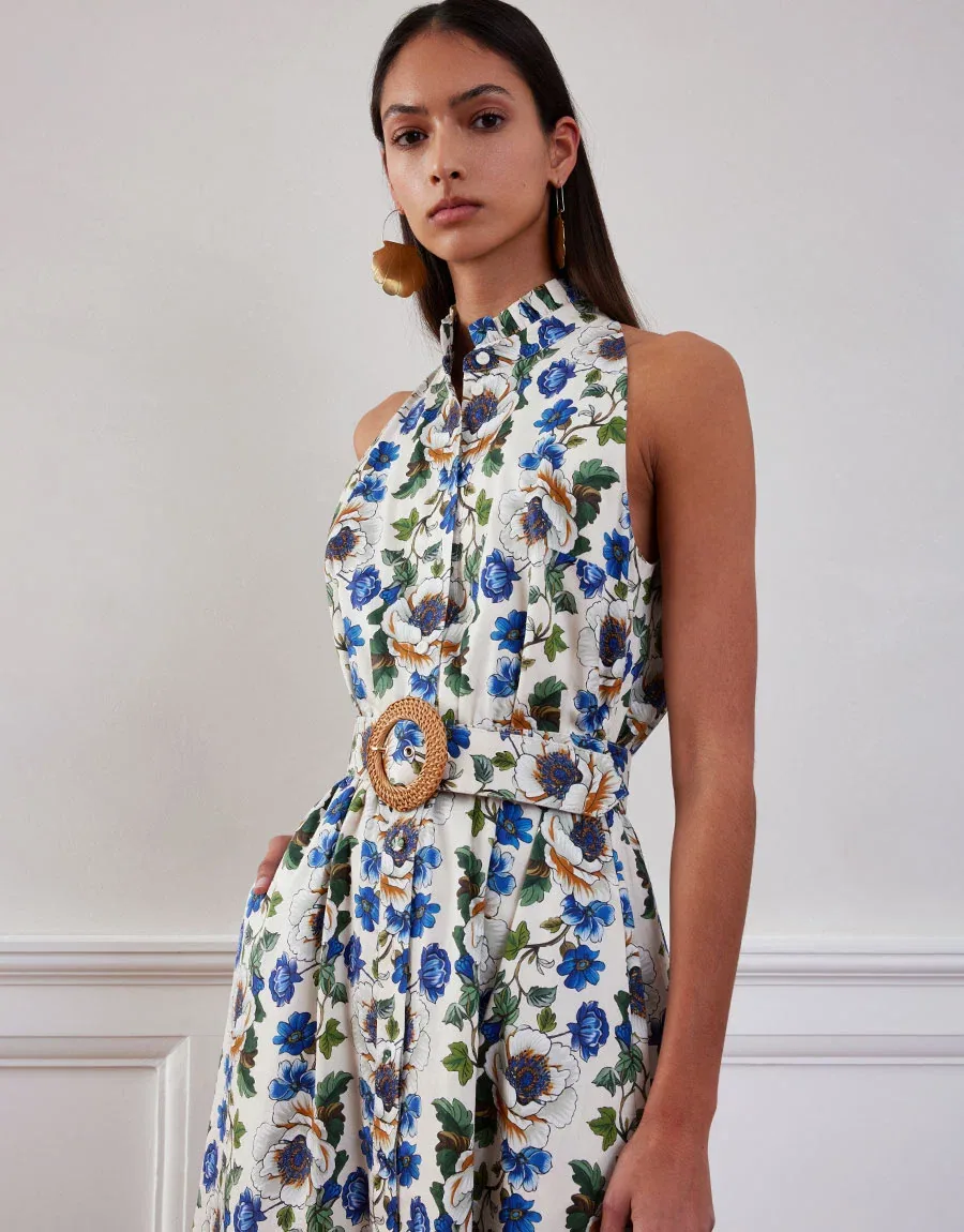 Biba Cotton Maxi Dress - Off White Vine Flower — Borgo de Nor