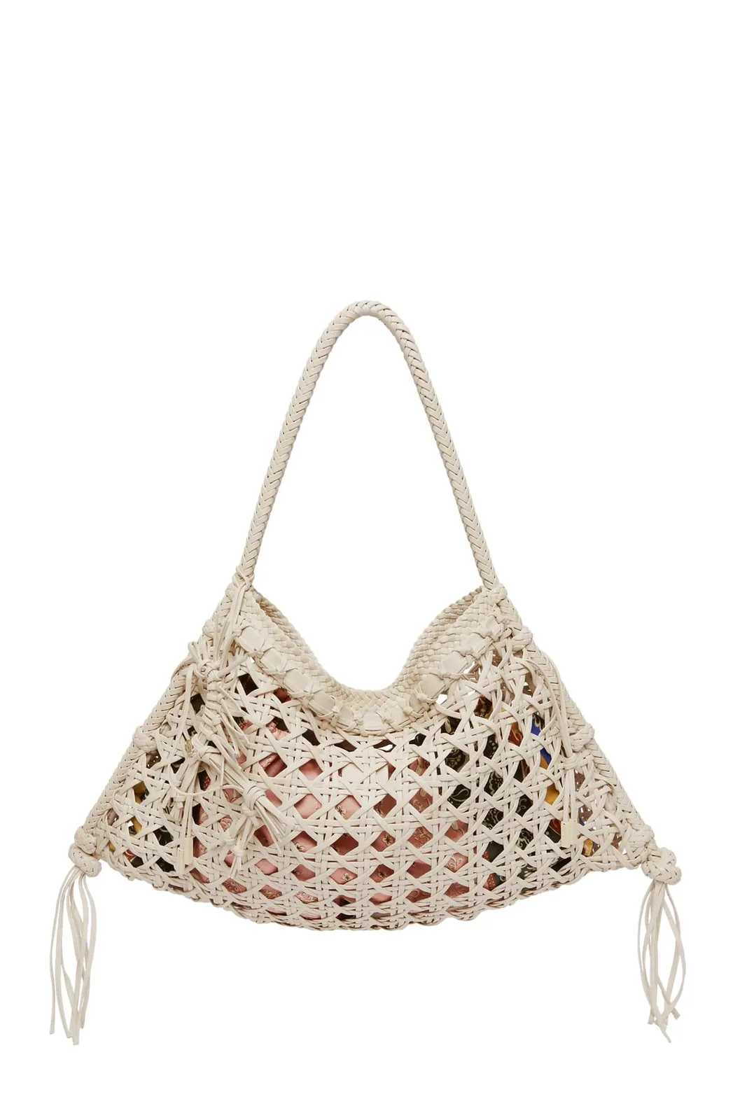 Woven Leather Maxi Tote Ivory — Alémais