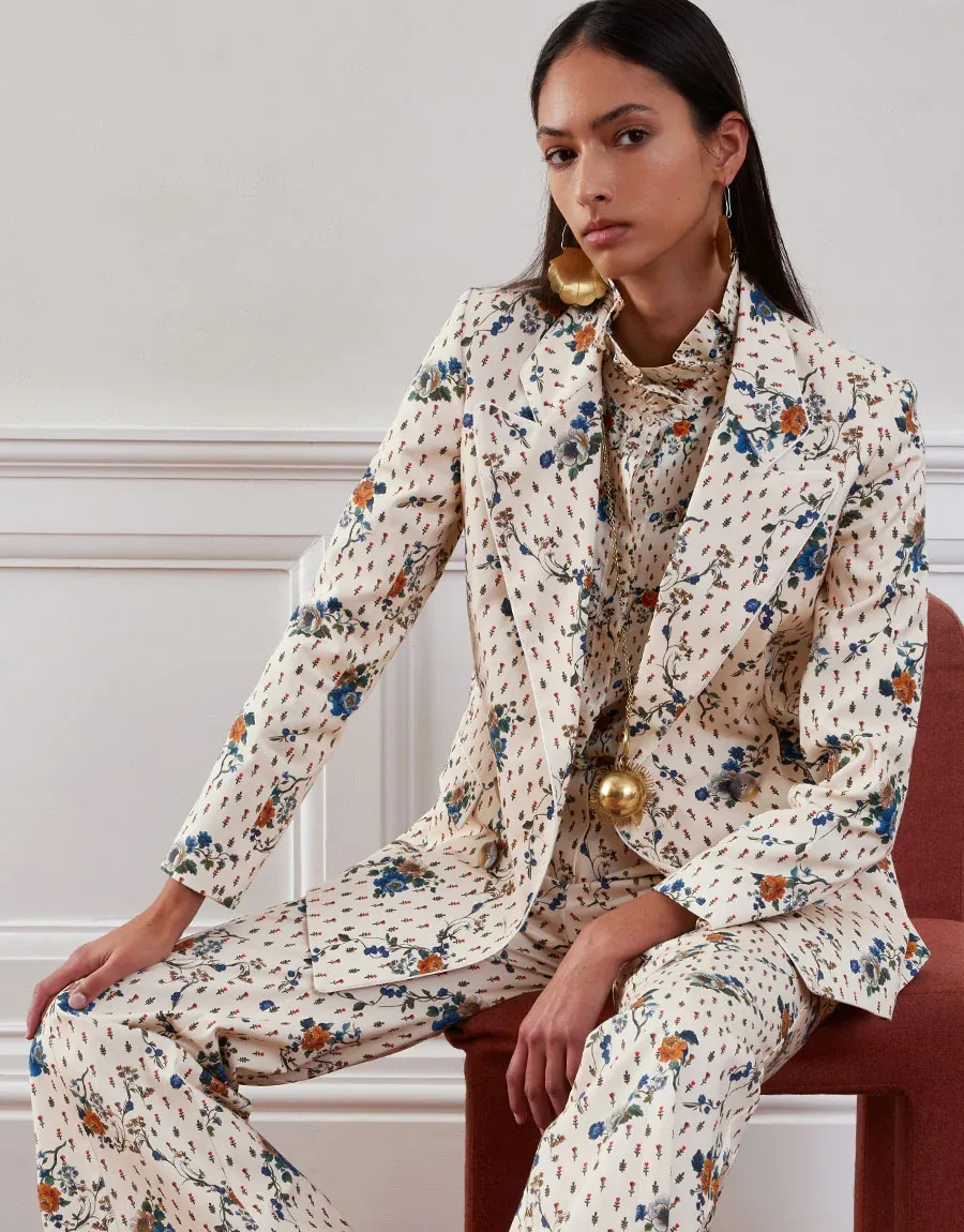 Quinn Twill Jacket - Floral Cream — Borgo de Nor