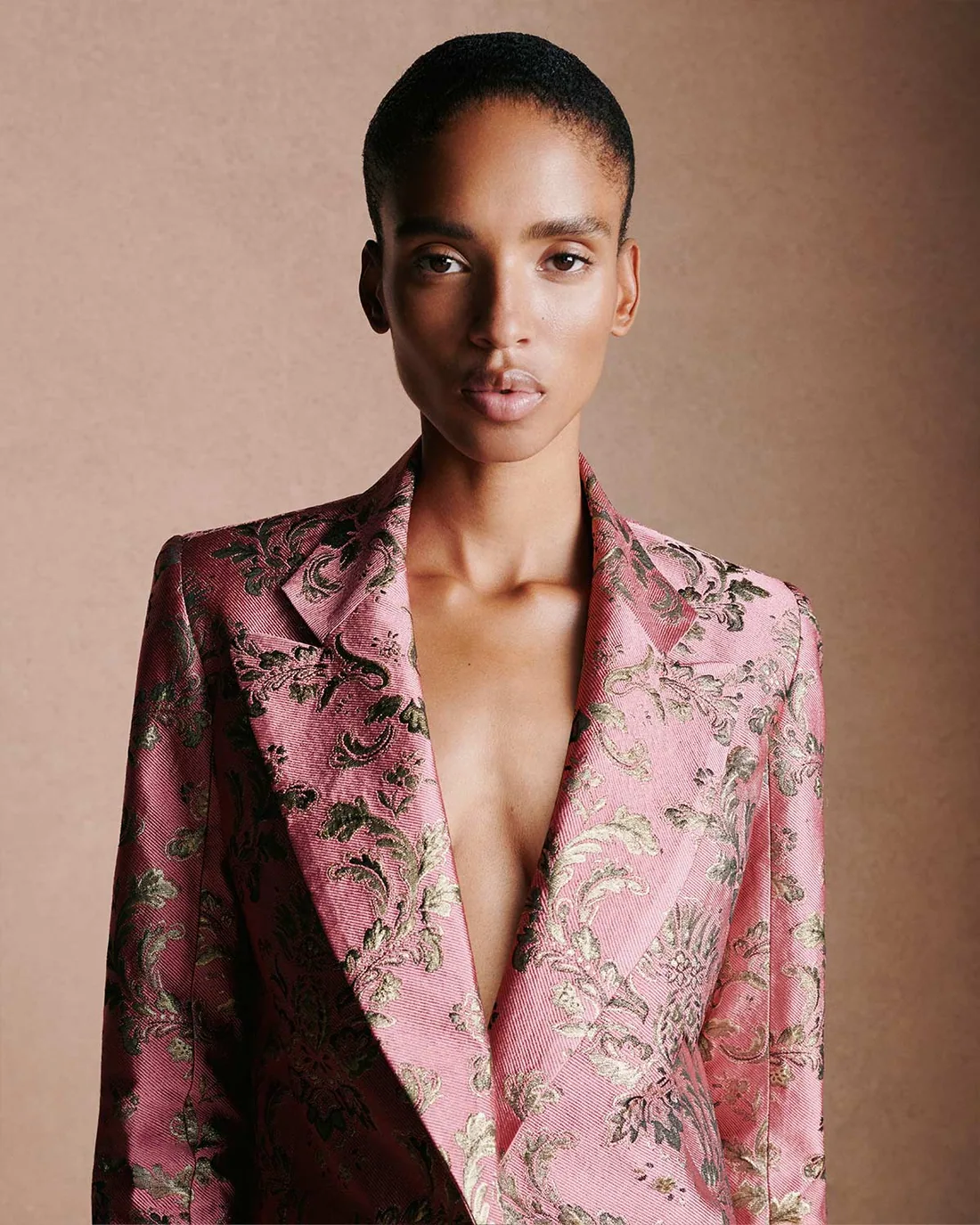 Quinn Jacquard Jacket - Pink & Gold — Borgo de Nor