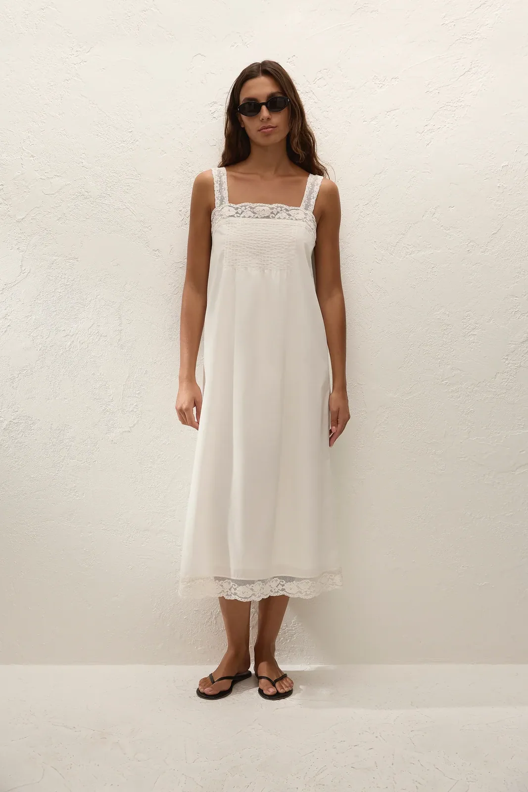 Cristina Midi Dress Mila Lace Ivory — Faithfull the Brand