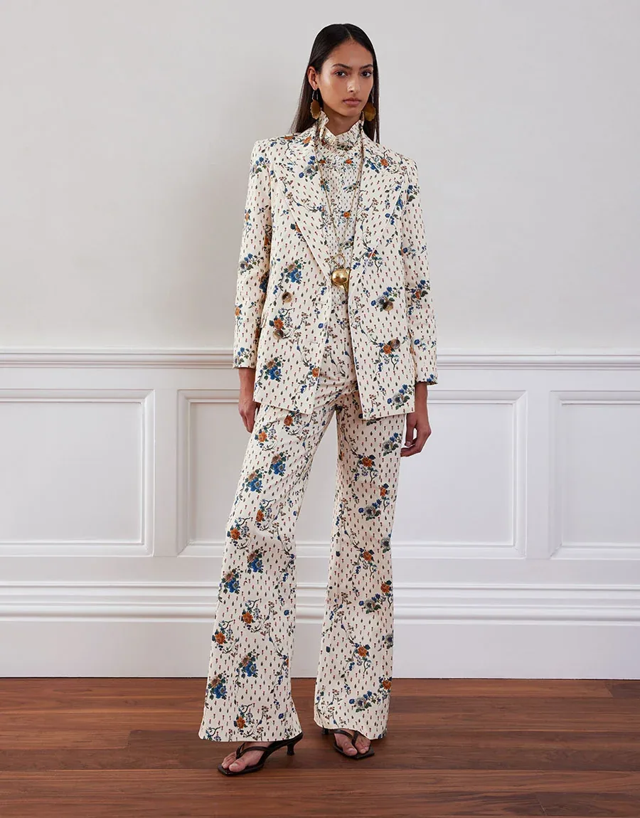 Morgan Twill Trouser - Floral Cream — Borgo de Nor