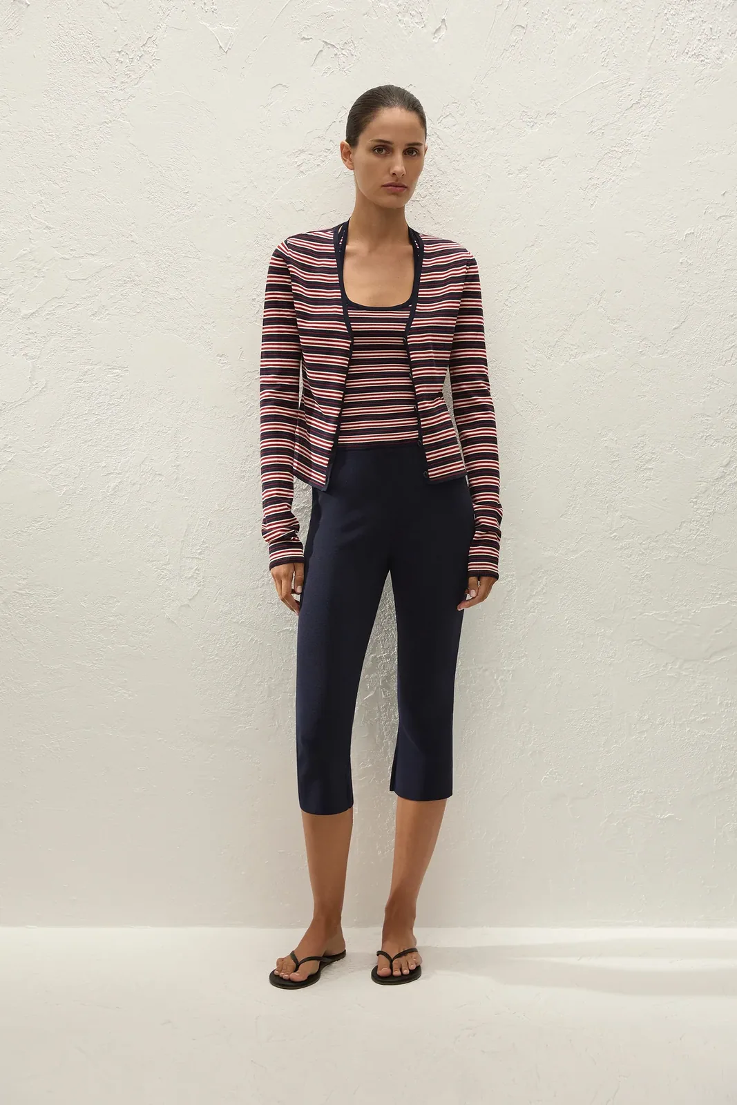 Doris Cardigan Cila Stripe Navy — Faithfull the Brand
