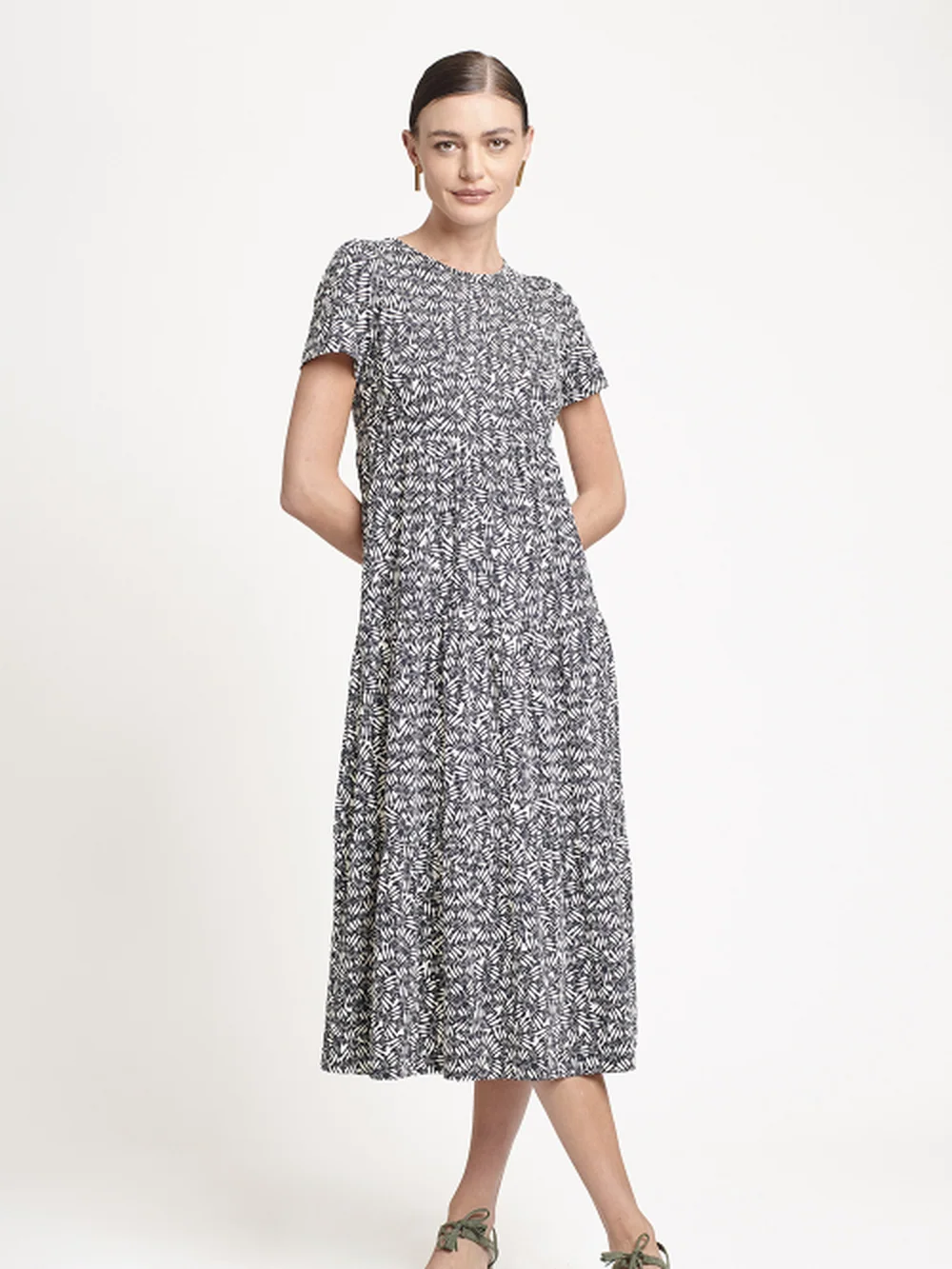 Vestido Jersey Estampa Palha Camadas — FIT