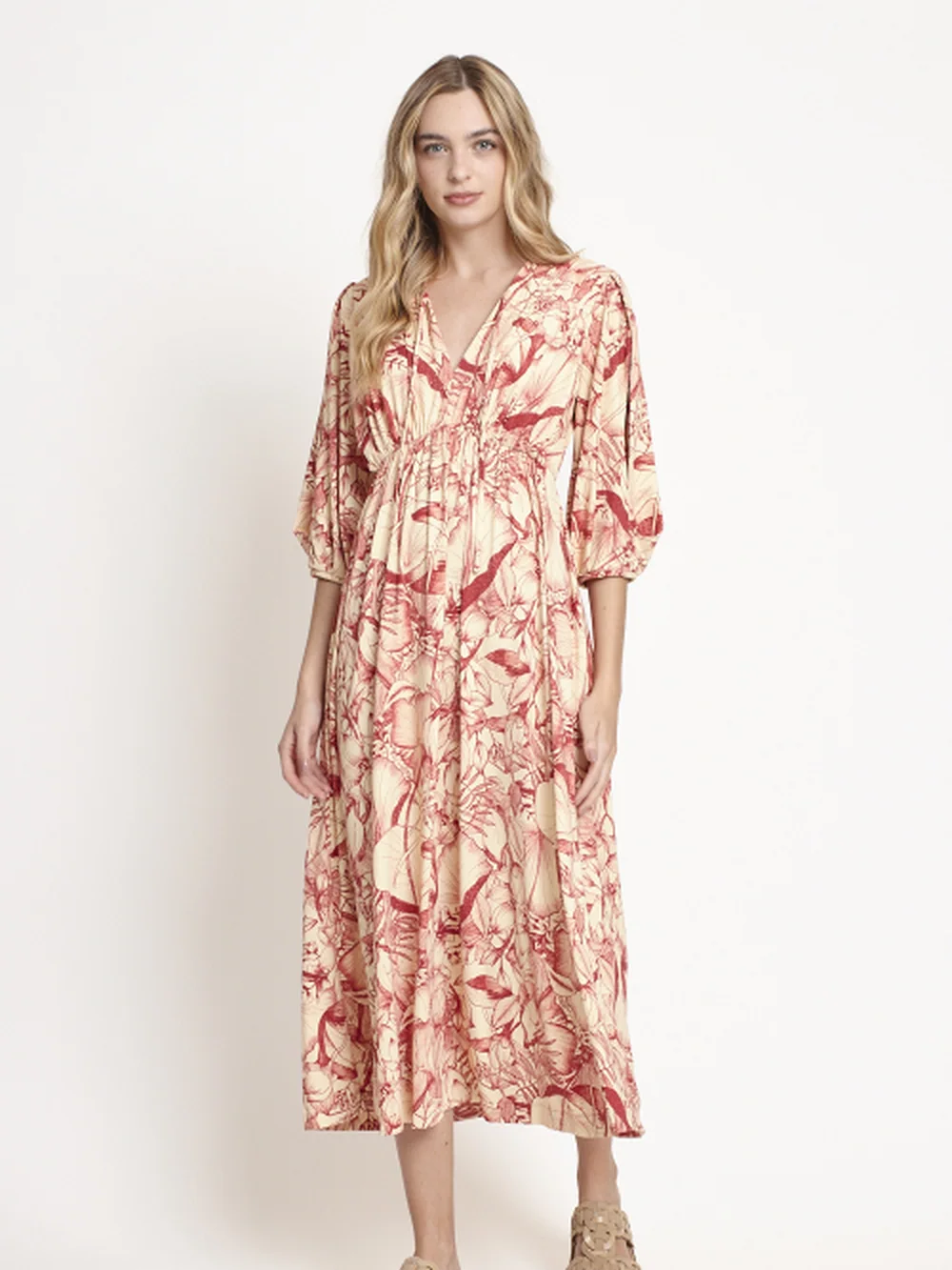 Vestido Jersey Estampa Natureza Midi — FIT
