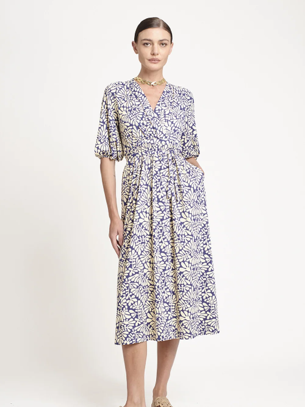 Vestido Jersey Amarração Estampa Paisagem — FIT
