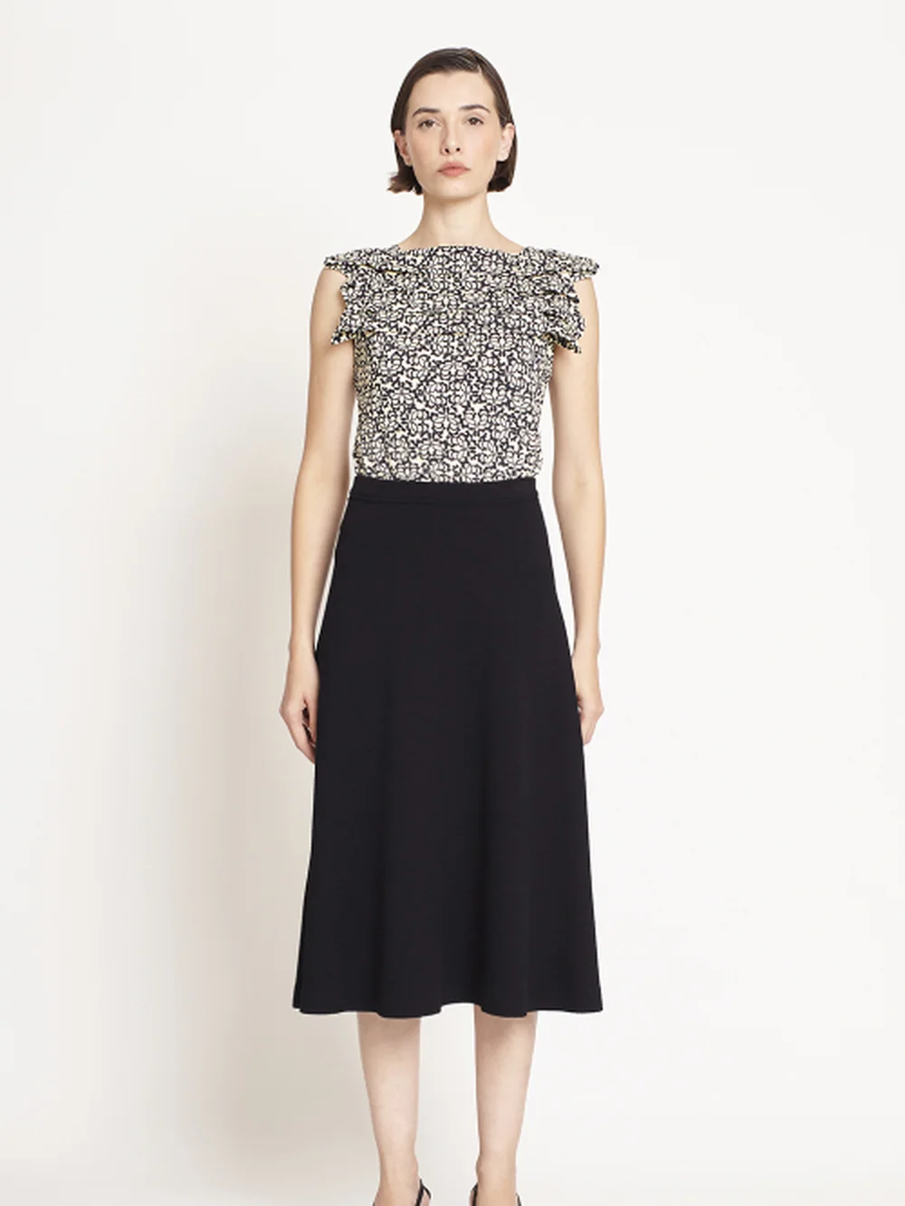 Blusa Jersey Estampa Renda Pregas — FIT