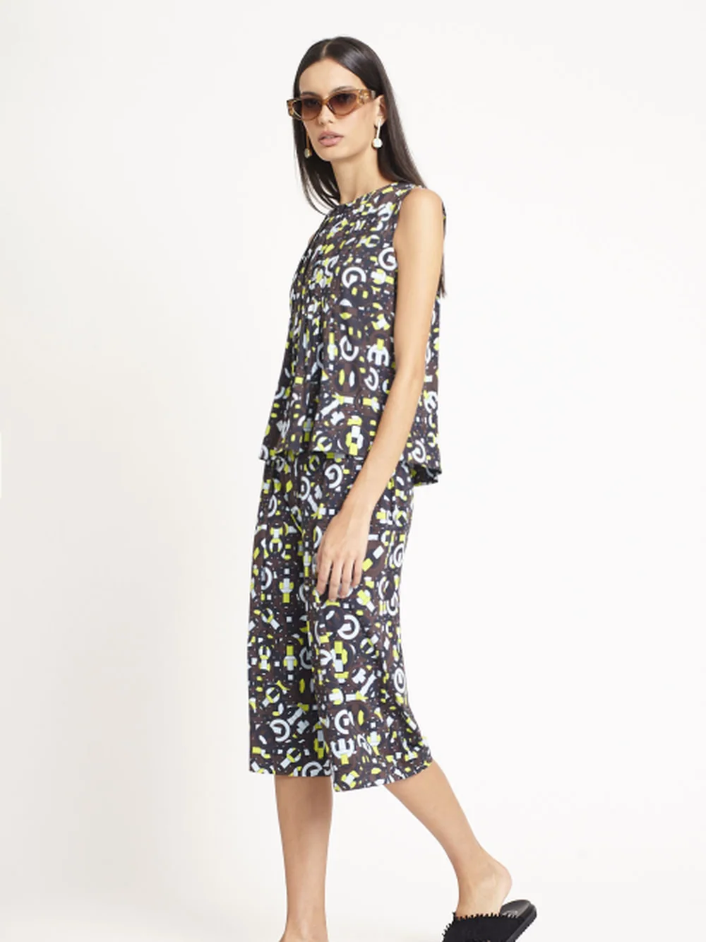 Blusa Jersey Estampa Tramado Pregas — FIT