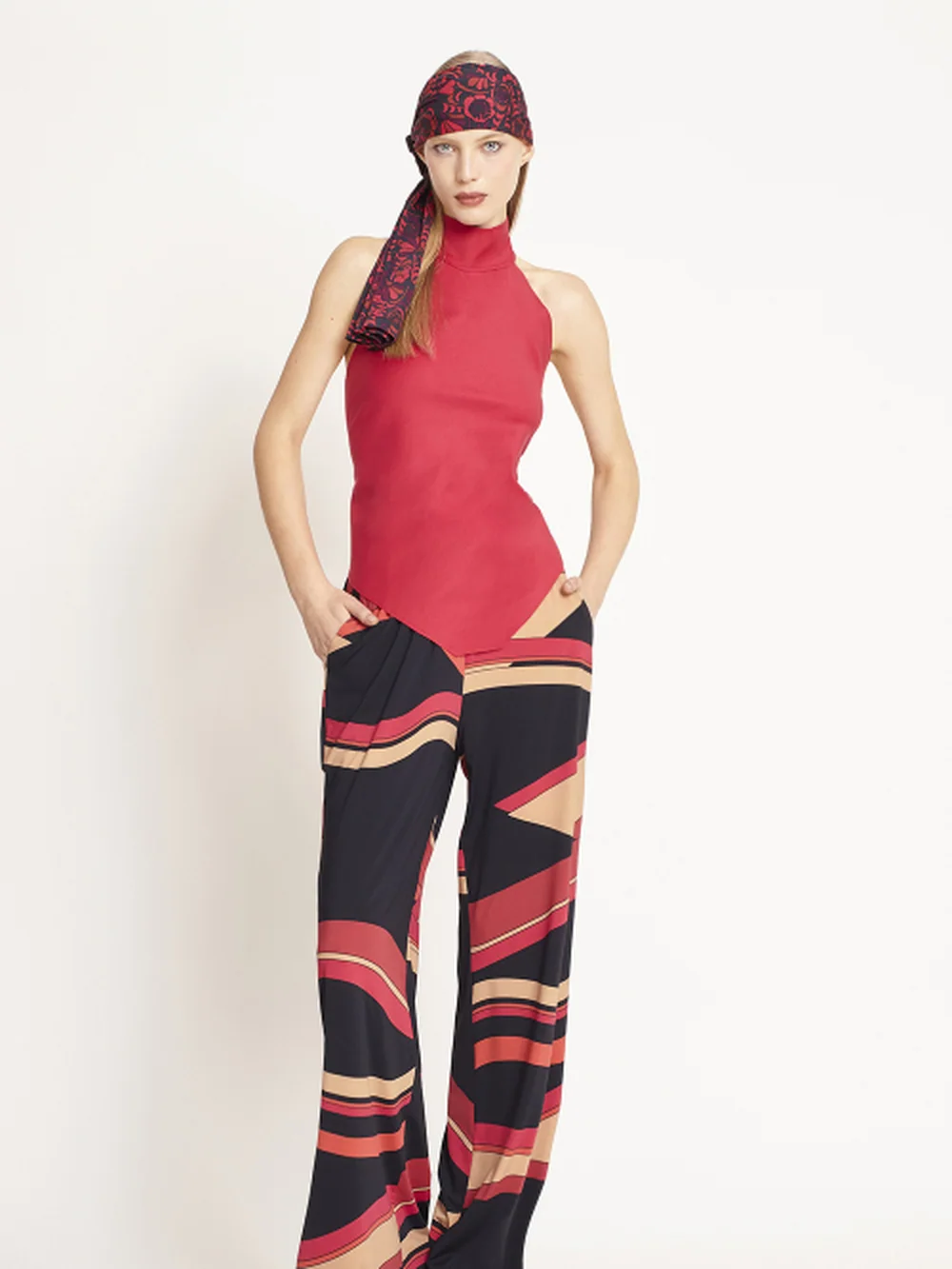Calça Jersey Estampa Ondas Flare — FIT