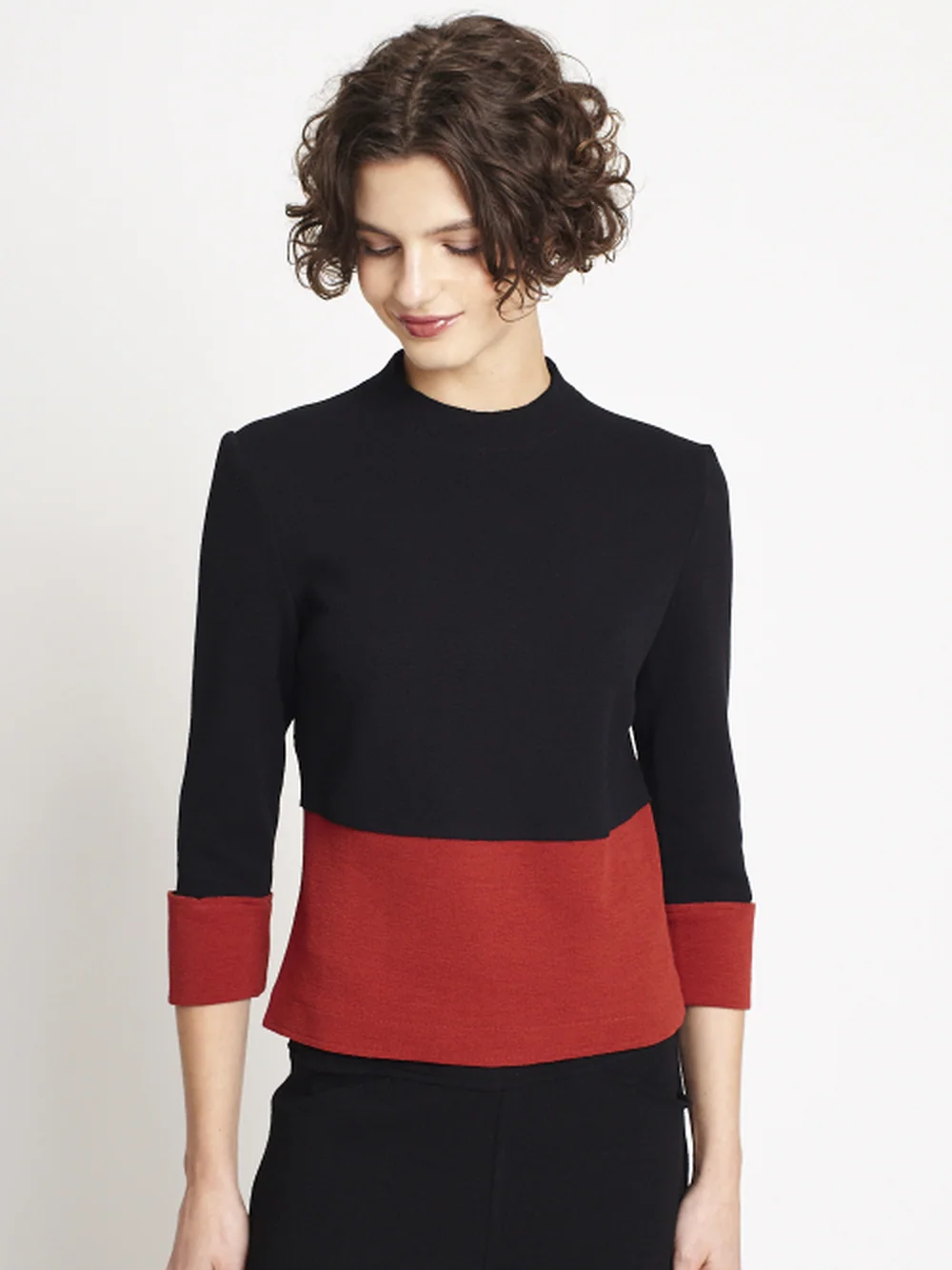 Blusa Bouclê Bicolor Recorte na Cintura — FIT